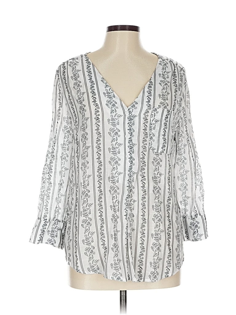 Pre-owned Como Blu 3/4 Sleeve Blouse In Silver