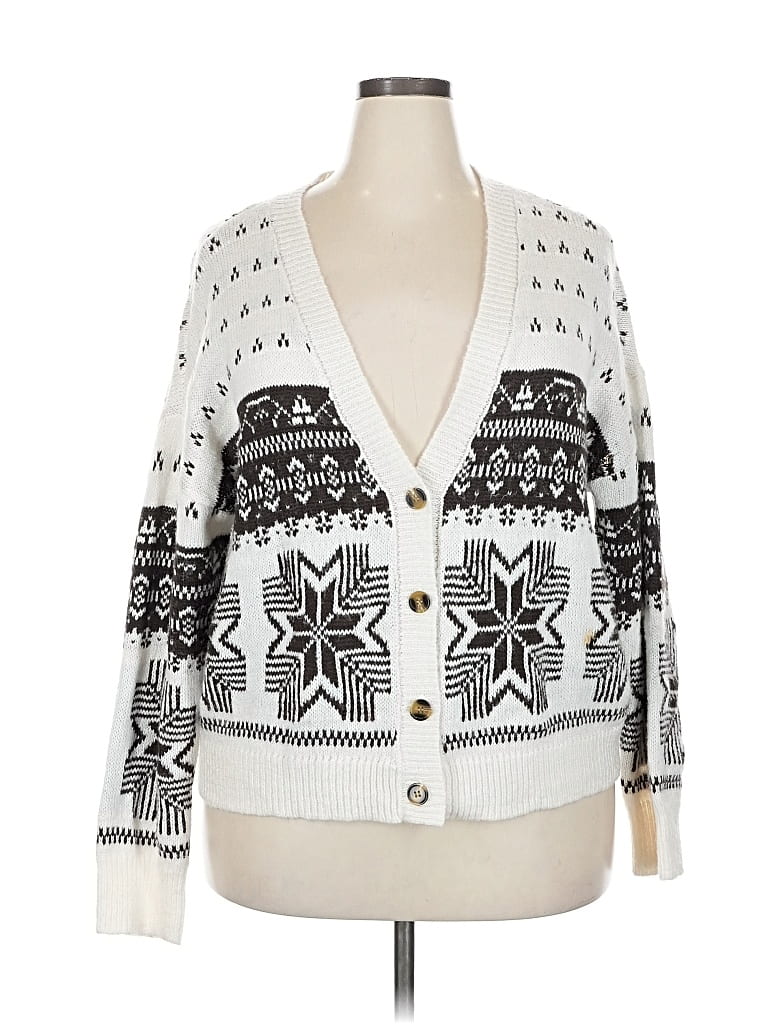 Pre-owned Lane Bryant Cardigan Sweater In White