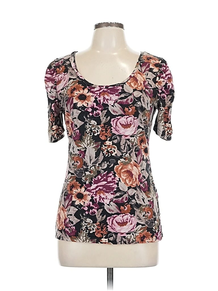 Pre-owned H&m Short Sleeve Top Purple Sweetheart Neckline Tops