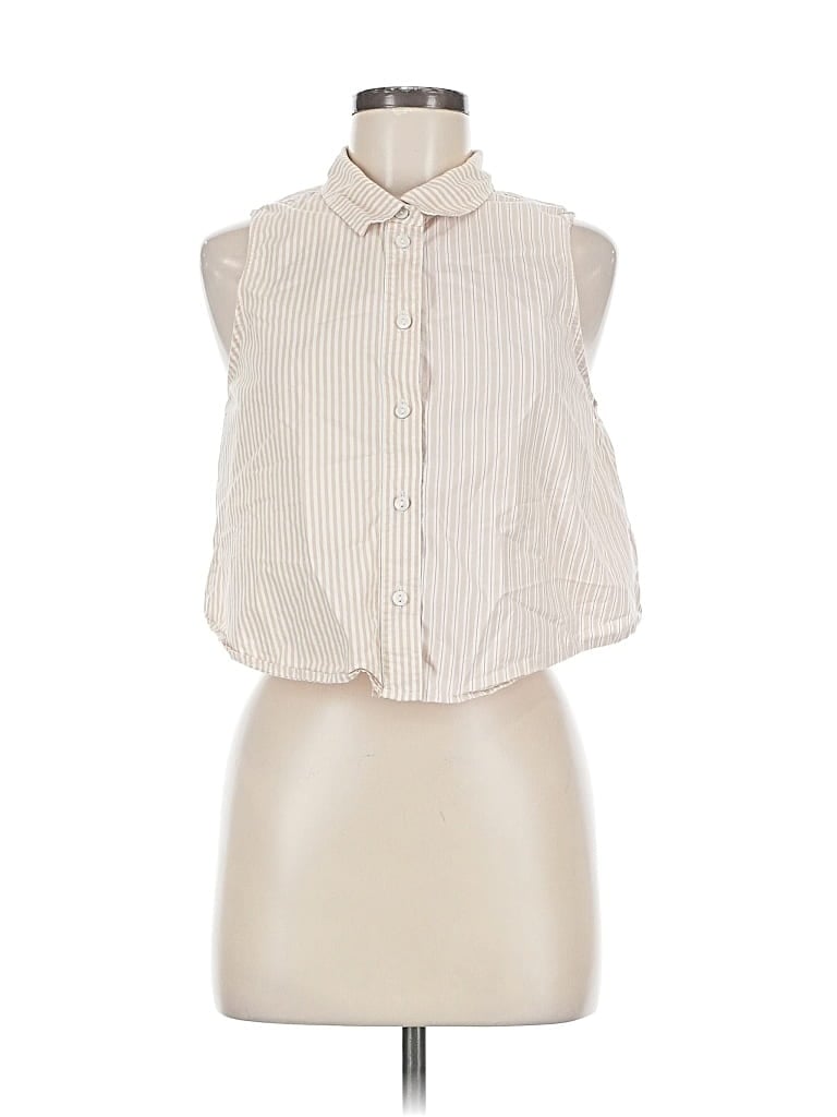 Pre-owned American Eagle Outfitters Sleeveless Button Down Shirt In White