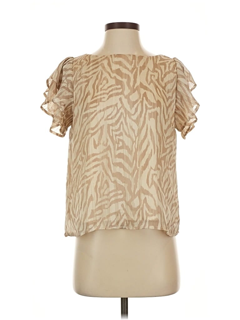 Pre-owned Gilli Short Sleeve Blouse In Brown