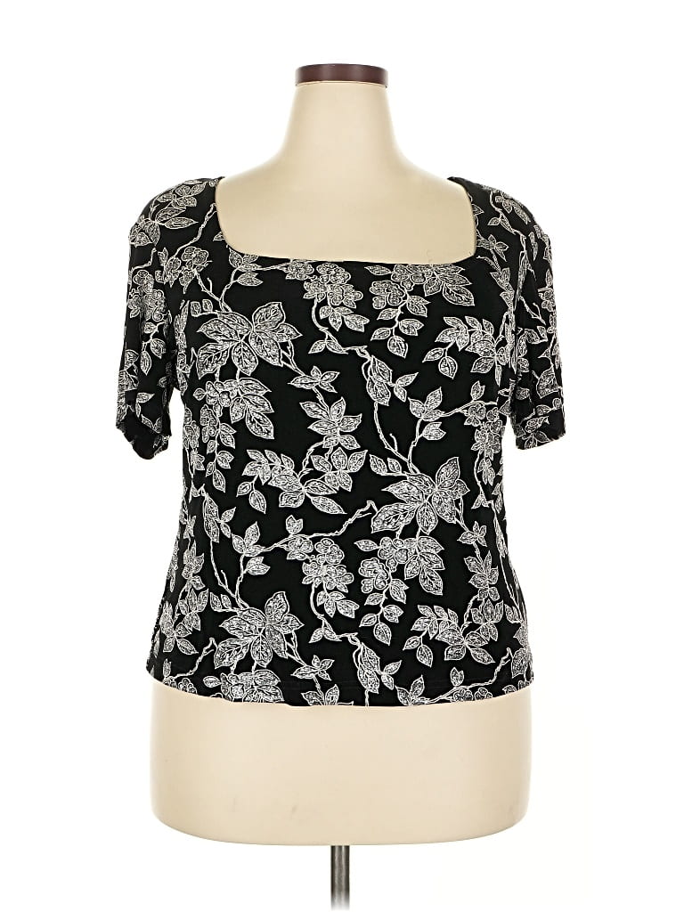 Pre-owned Ronni Nicole Short Sleeve Top Black Sweetheart Neckline Tops