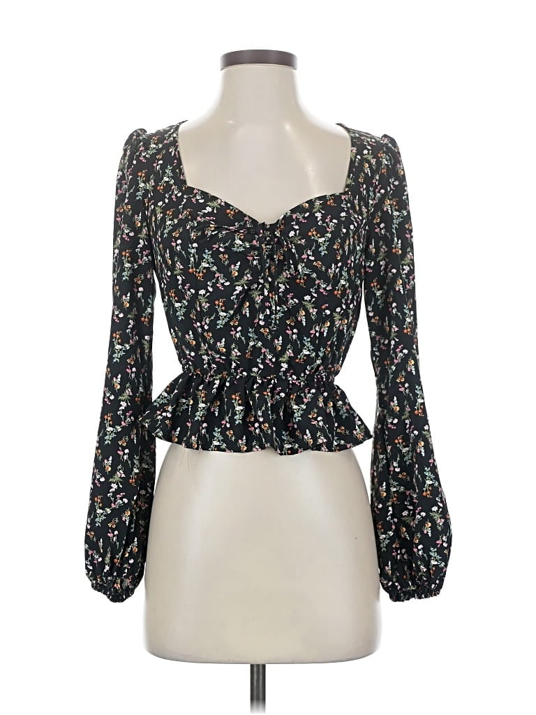 Pre-owned Kingston Grey 3/4 Sleeve Blouse In Black