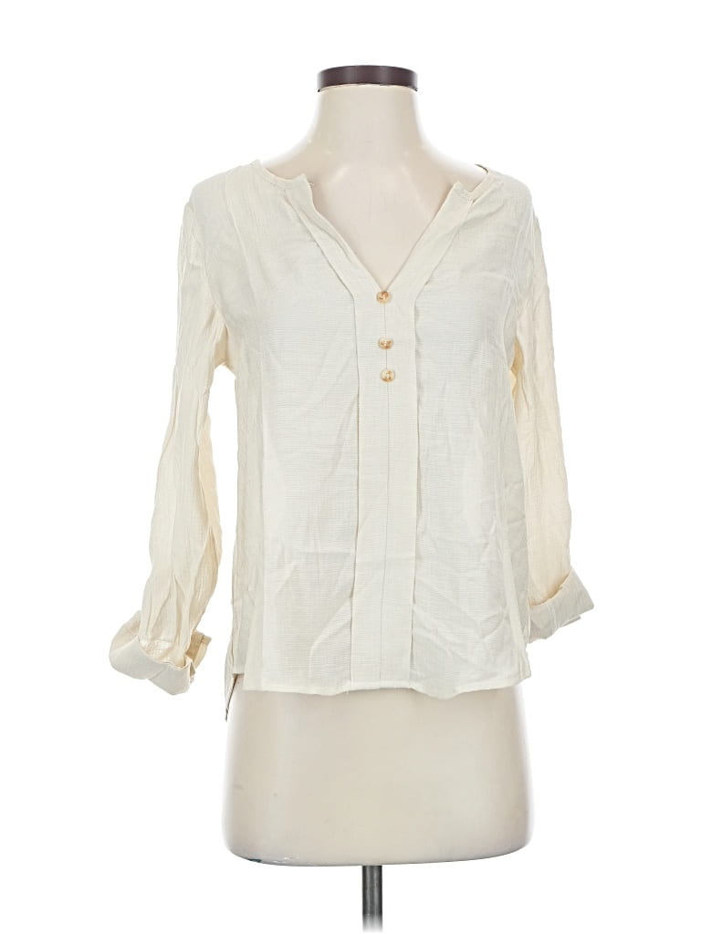 Pre-owned Mine 3/4 Sleeve Blouse In White