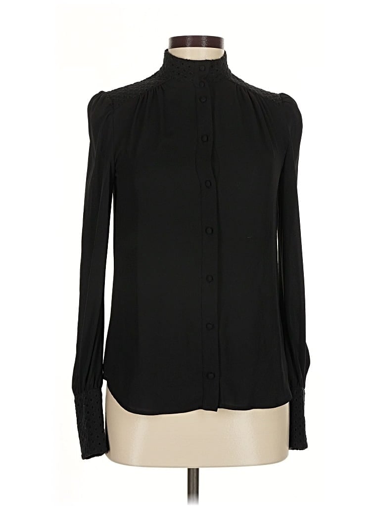 Pre-owned Cue Long Sleeve Blouse In Black