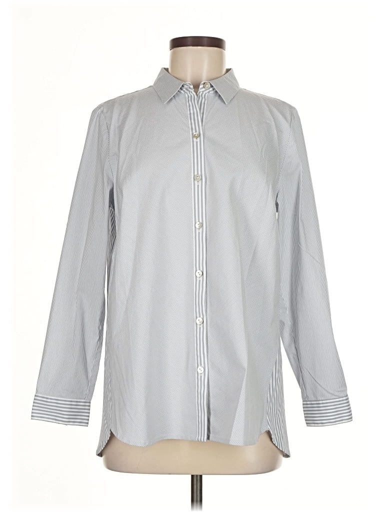 Pre-owned Jjill Long Sleeve Button Down Shirt In Gray