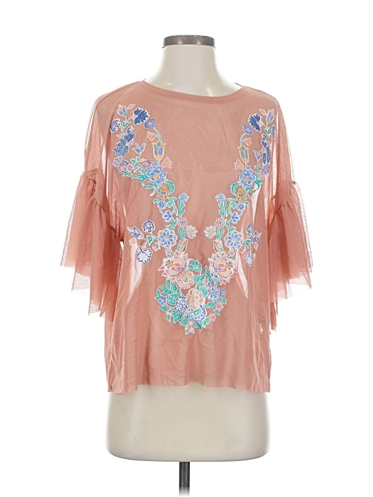 Pre-owned Zara W&b Collection Short Sleeve Blouse In Pink