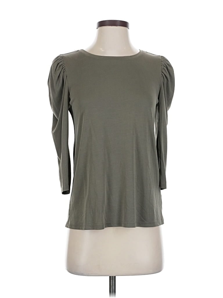 Pre-owned Simply Vera Vera Wang 3/4 Sleeve Top Gray Boatneck Tops