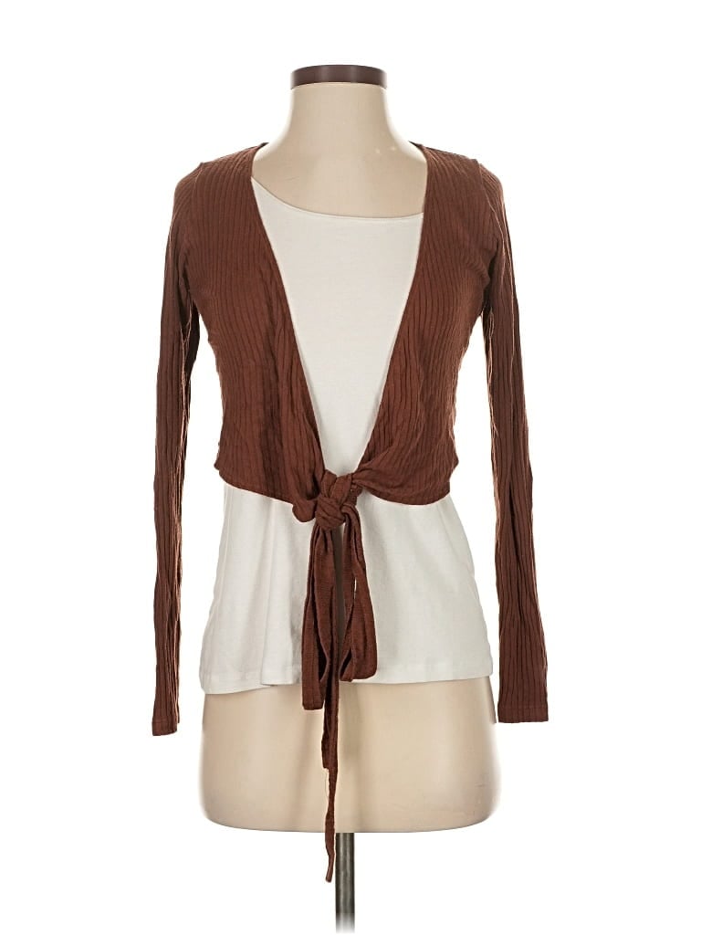 Pre-owned Reformation Long Sleeve Top Brown Plunge Neckline Tops