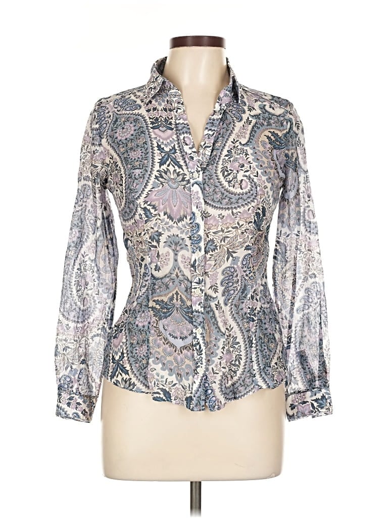 Pre-owned Massimo Dutti 3/4 Sleeve Blouse In Gray