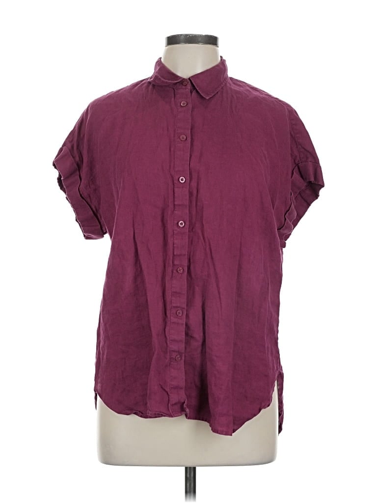Pre-owned Polo Ralph Lauren Short Sleeve Blouse In Burgundy