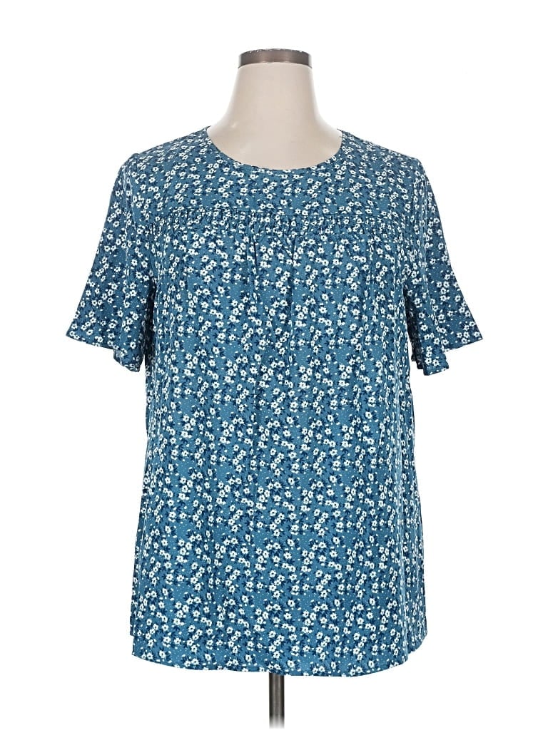 Pre-owned Bloomchic Short Sleeve Blouse In Blue