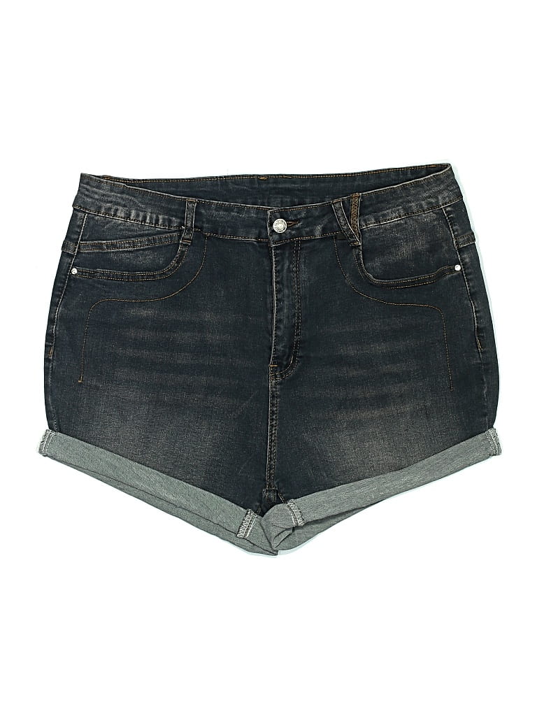 Romwe Denim Shorts In Blue