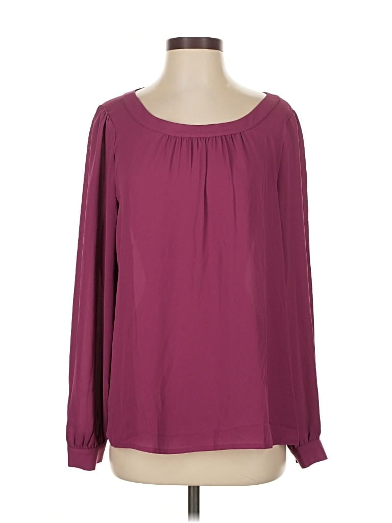 Pre-owned Ann Taylor Loft Outlet Long Sleeve Blouse In Burgundy