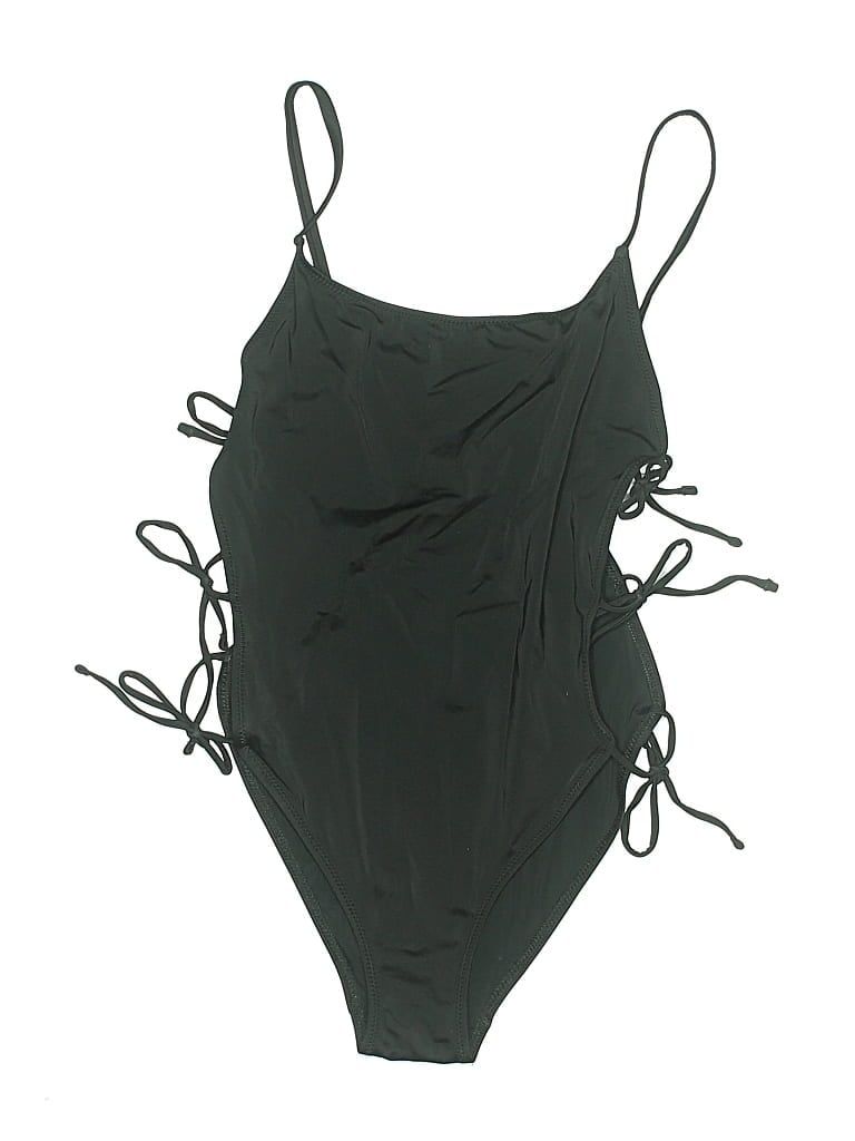 Pre-owned Solid & Striped One Piece Swimsuit In Green