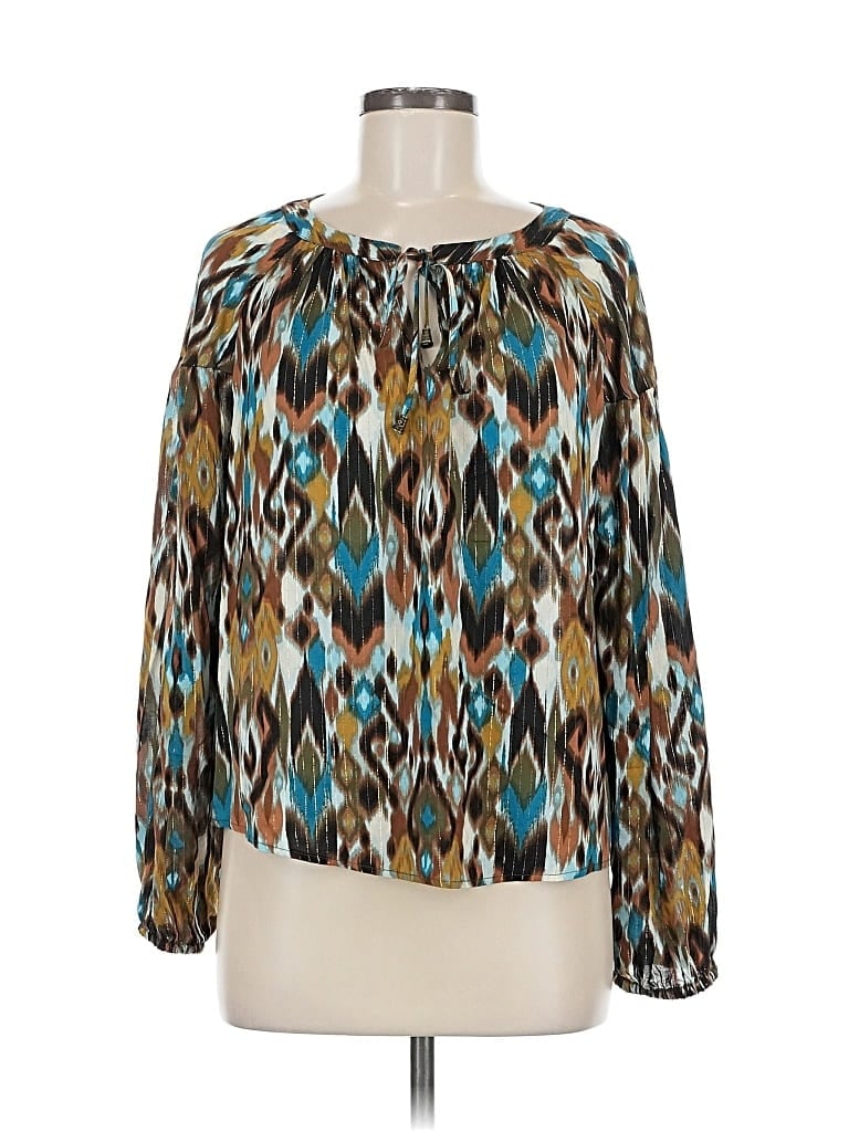 Pre-owned Jane And Delancey Long Sleeve Blouse In Blue