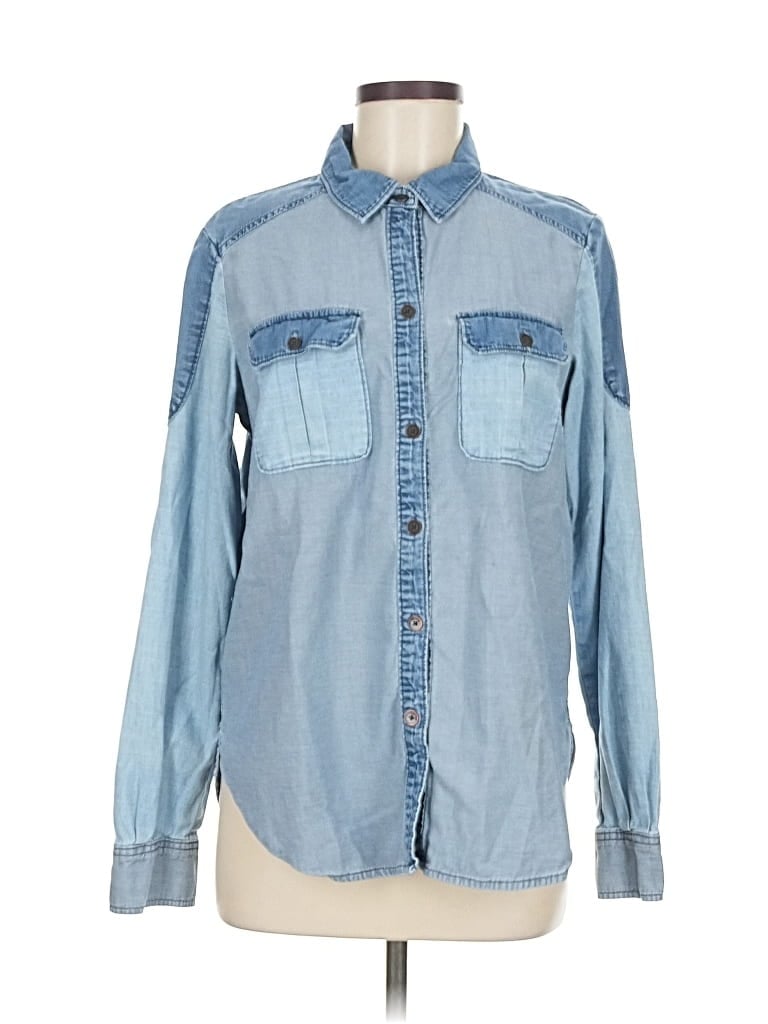 Pre-owned Paige Long Sleeve Button Down Shirt In Blue
