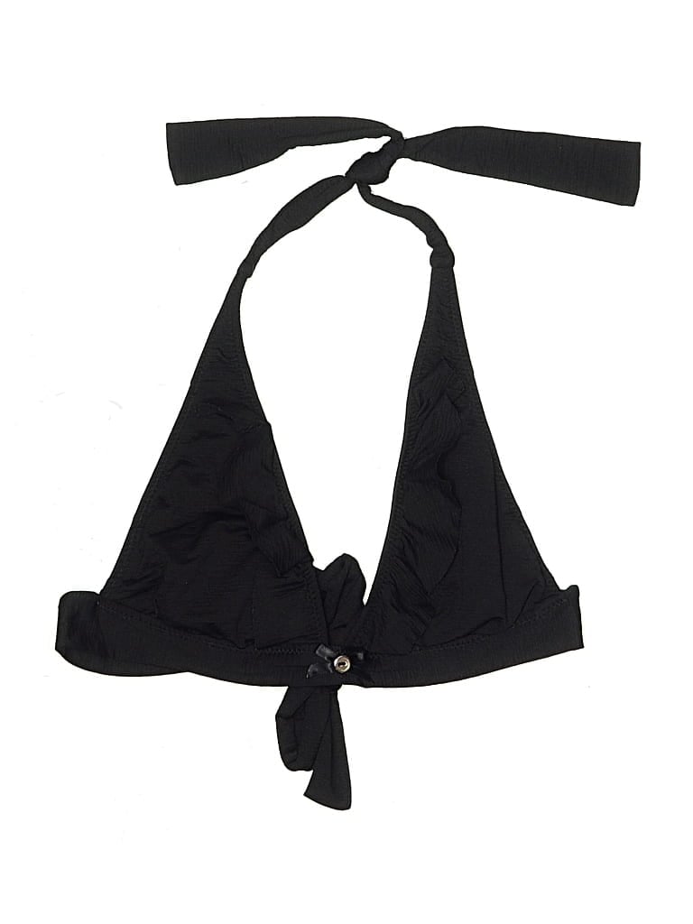 Pre-owned Betsey Johnson Swimsuit Top Black Solid Pattern Swimwear