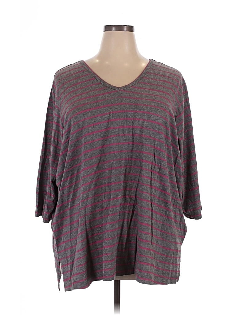 Pre-owned Woman Within 3/4 Sleeve T-shirt In Gray