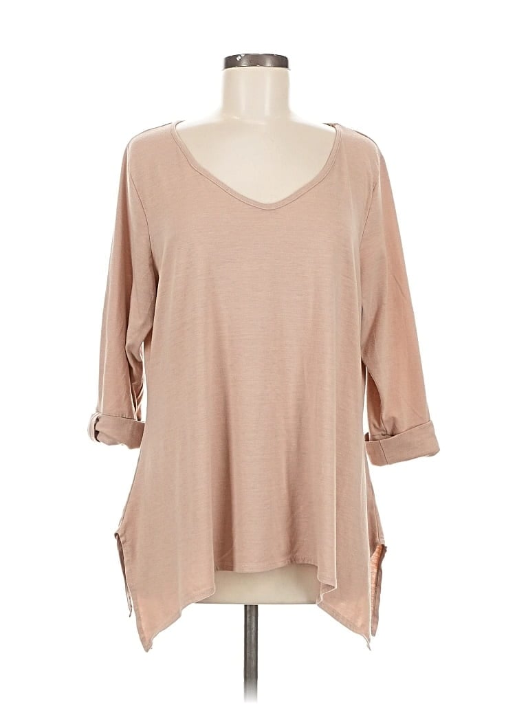 Pre-owned Ny Collection 3/4 Sleeve T-shirt In Brown