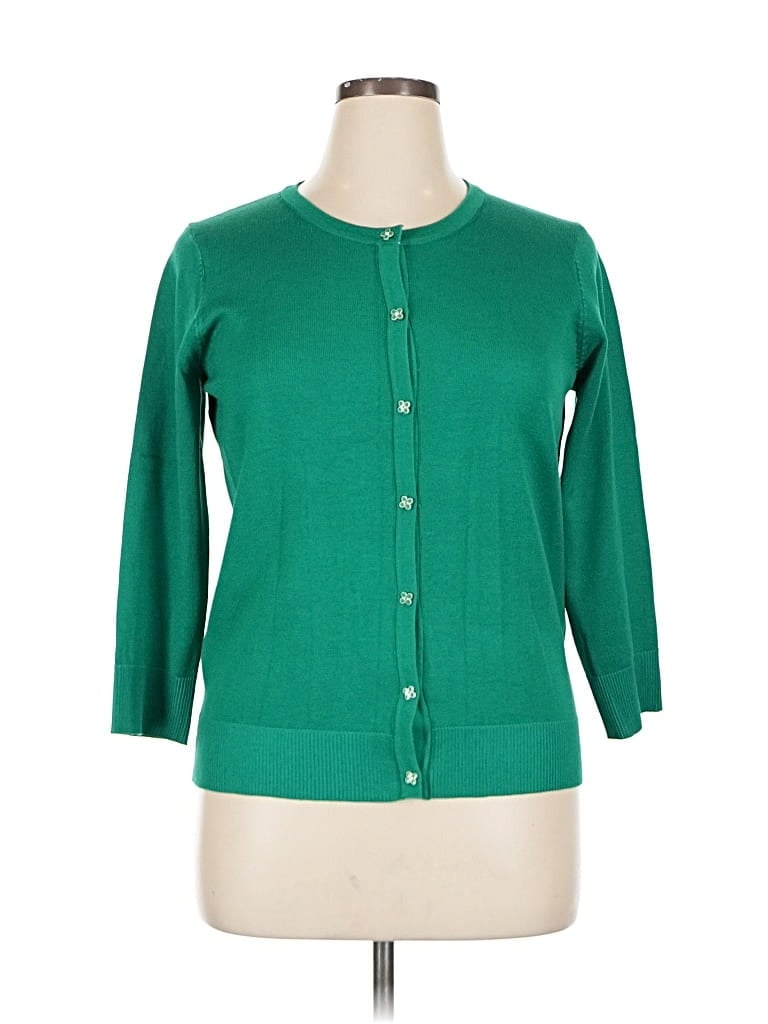 Pre-owned Cable & Gauge Cardigan Sweater In Green