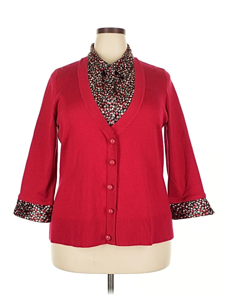 Pre-owned Notations Cardigan Sweater In Red