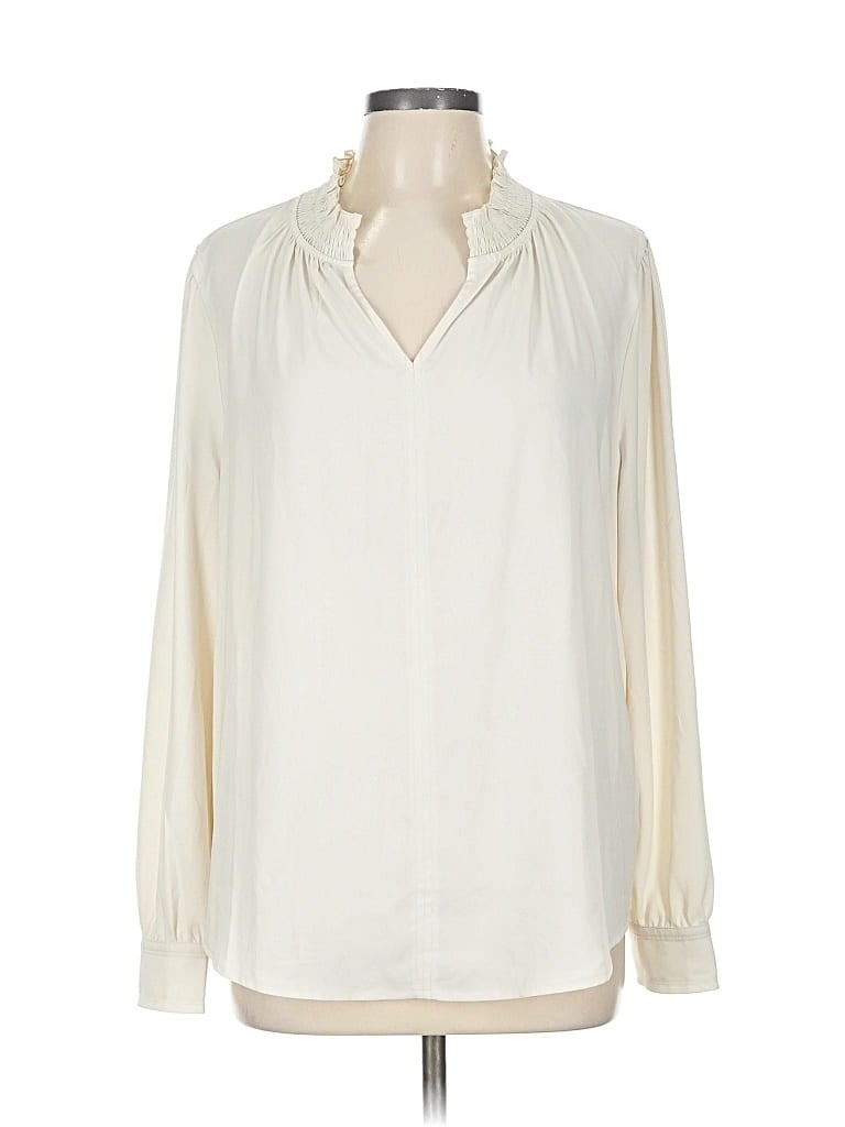 Pre-owned Lark & Ro Long Sleeve Blouse In White
