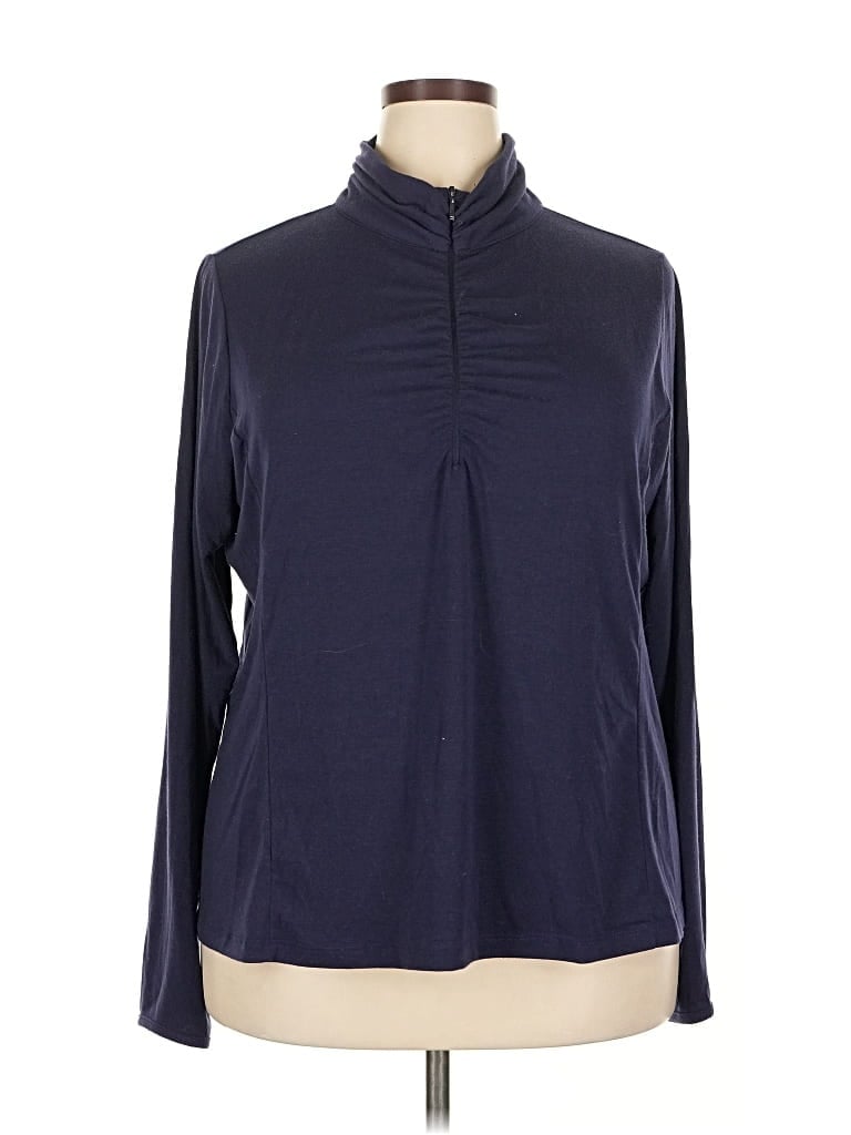 Pre-owned Rei Long Sleeve Top Blue Turtleneck Tops