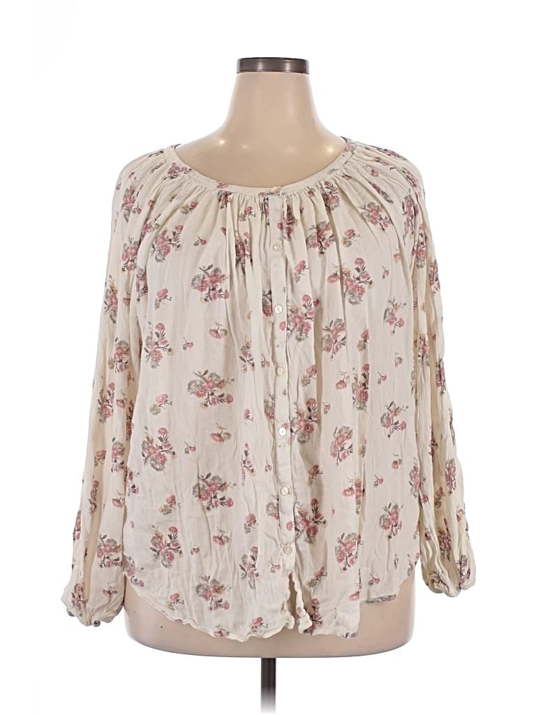 Pre-owned Chaps 3/4 Sleeve Blouse In White