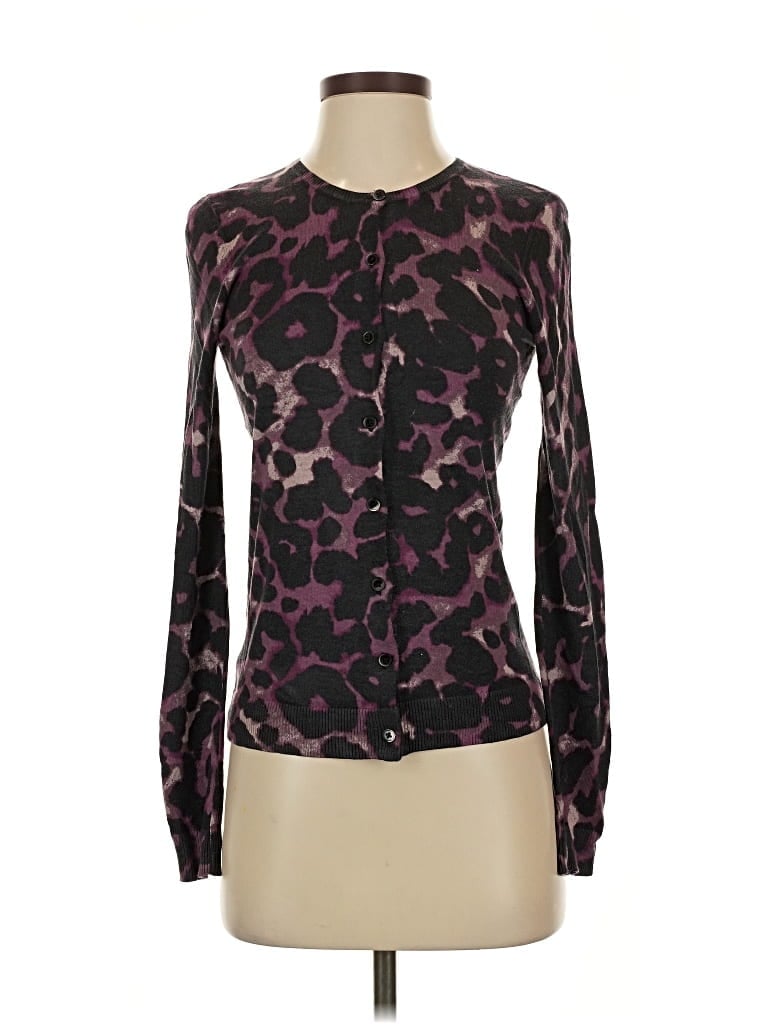 Pre-owned Ann Taylor Silk Cardigan Sweater In Purple