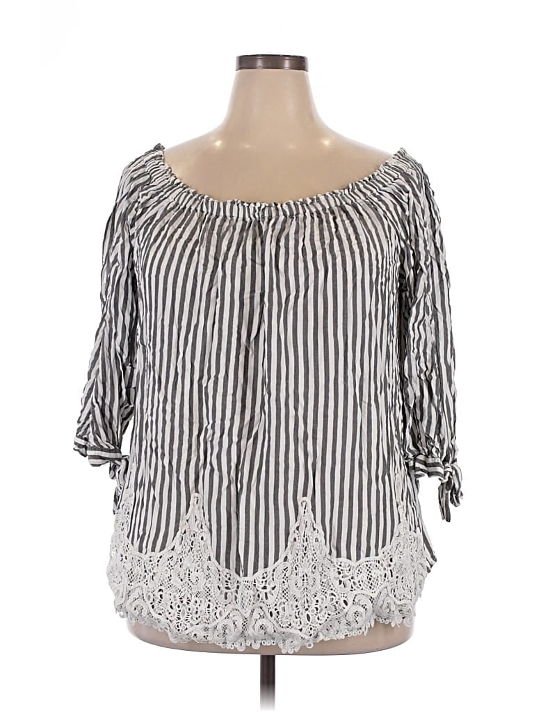 Pre-owned Lane Bryant 3/4 Sleeve Blouse In Gray