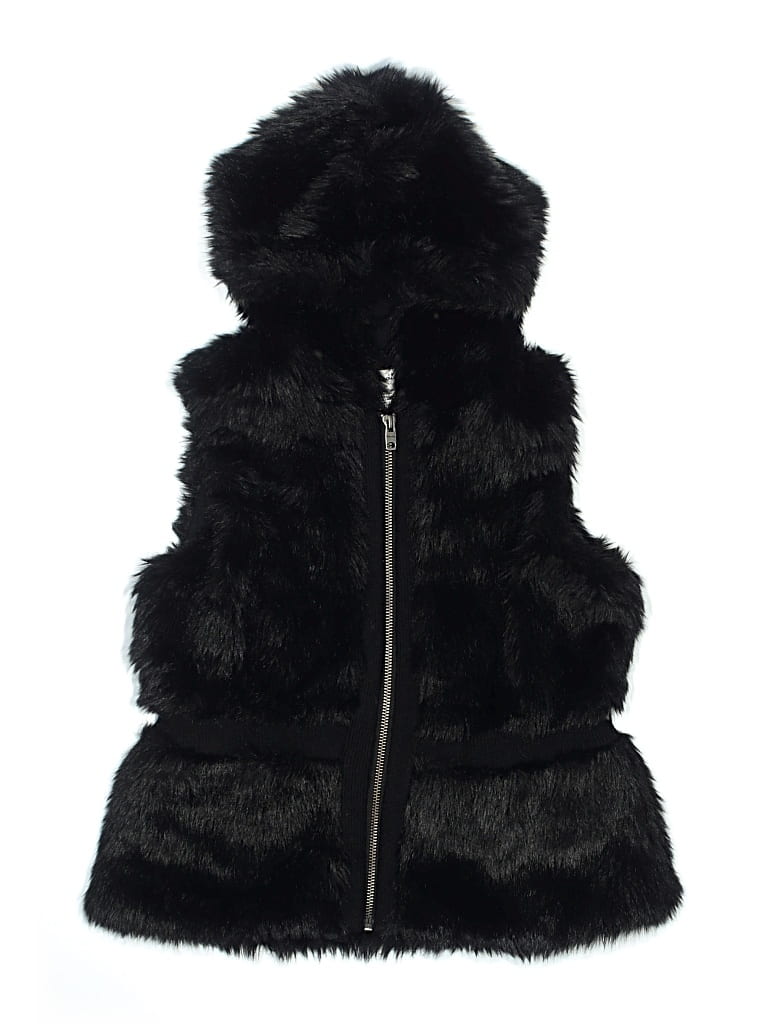 Pre-owned Splendid Kids' Faux Fur Vest In Black