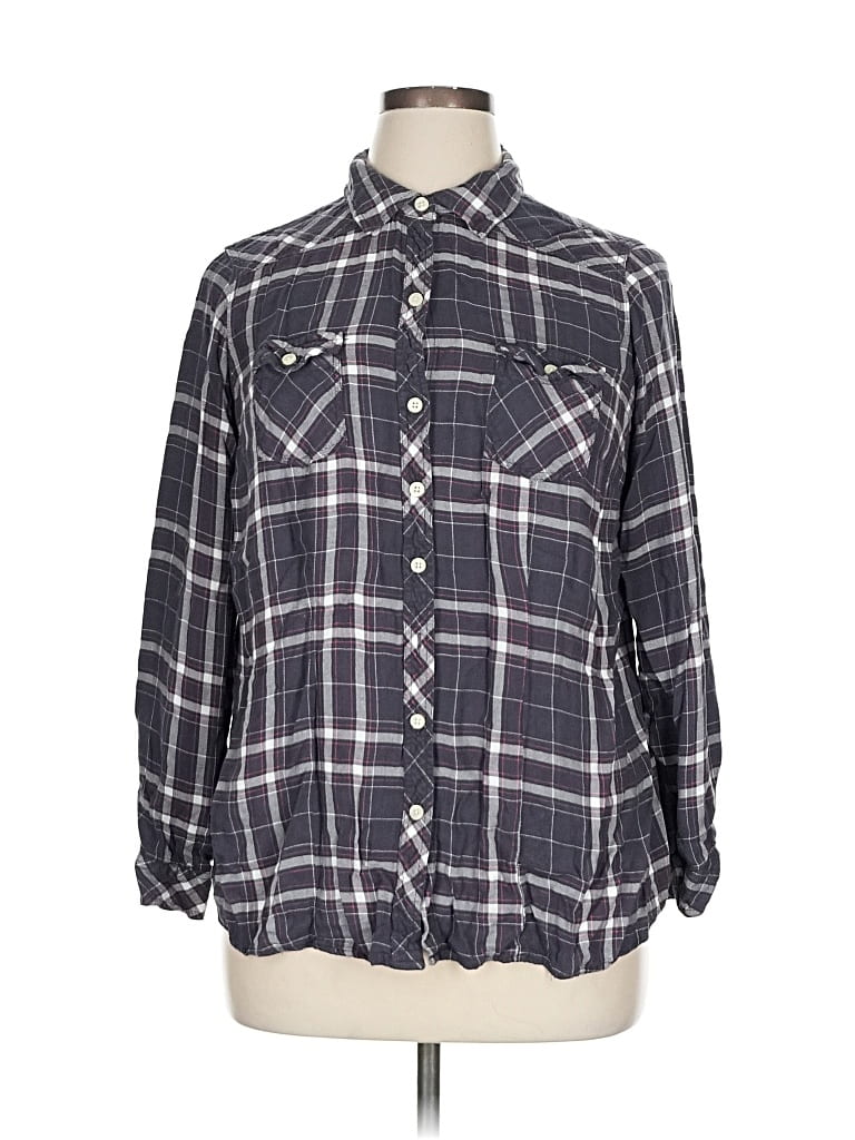 Pre-owned Torrid Long Sleeve Button Down Shirt In Gray