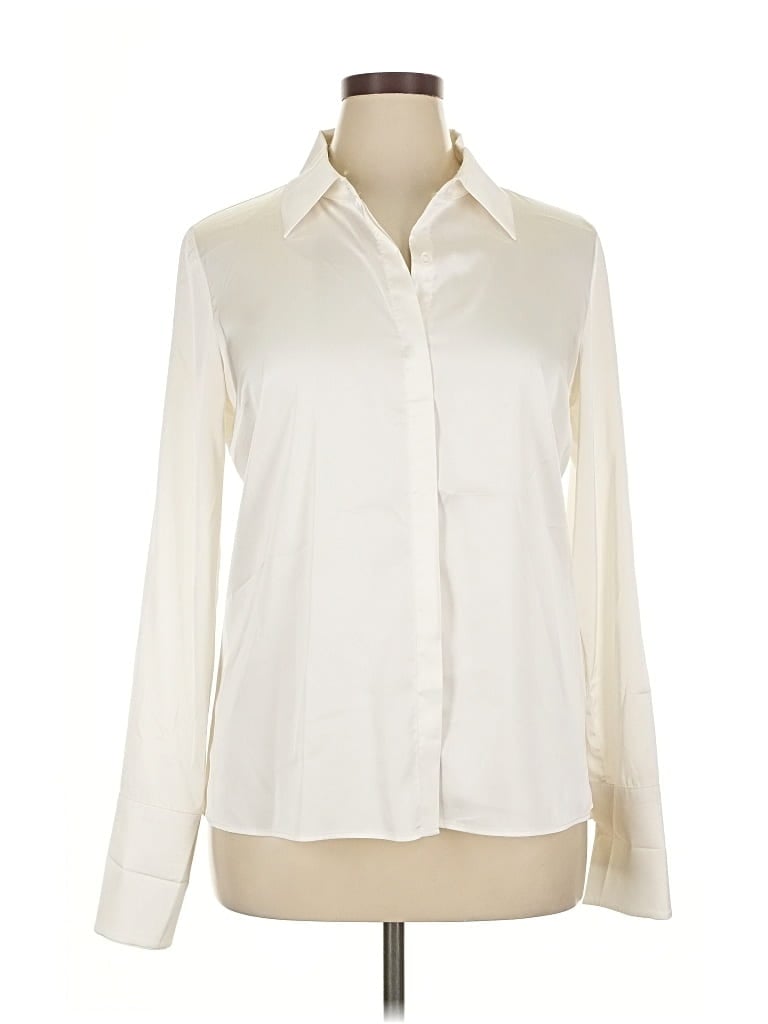 Pre-owned Boston Proper Long Sleeve Blouse In White