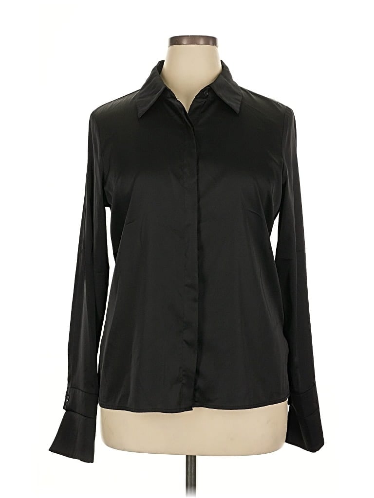 Pre-owned Boston Proper Long Sleeve Blouse In Black