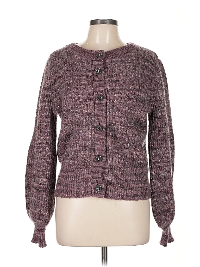 Pre-owned Who What Wear Cardigan Sweater In Purple
