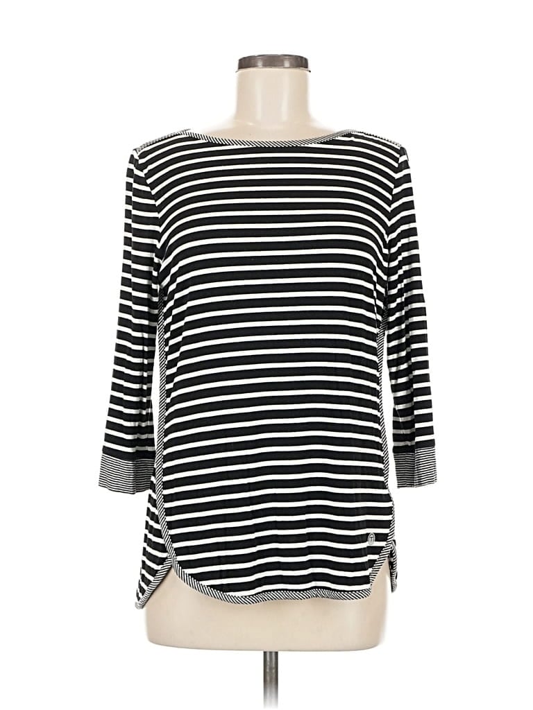 Pre-owned T By Talbots 3/4 Sleeve Top Black Boatneck Tops