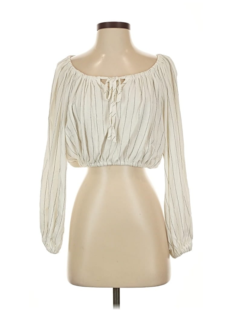 Pre-owned Vici Long Sleeve Blouse In White