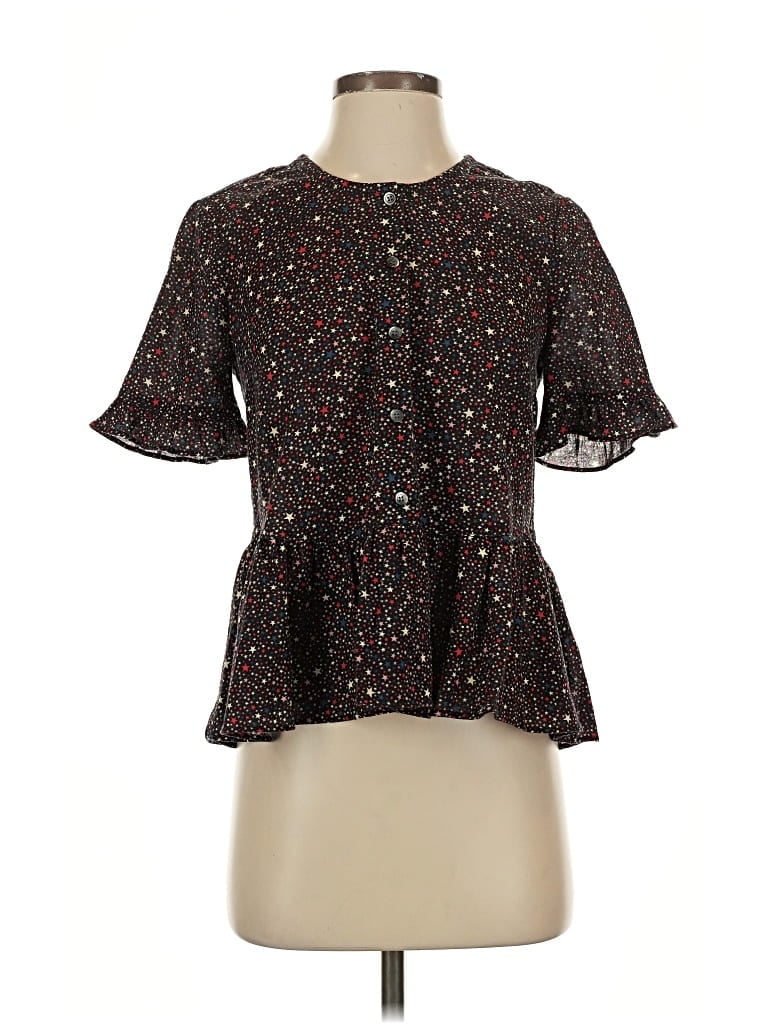Pre-owned Madewell Short Sleeve Blouse In Black