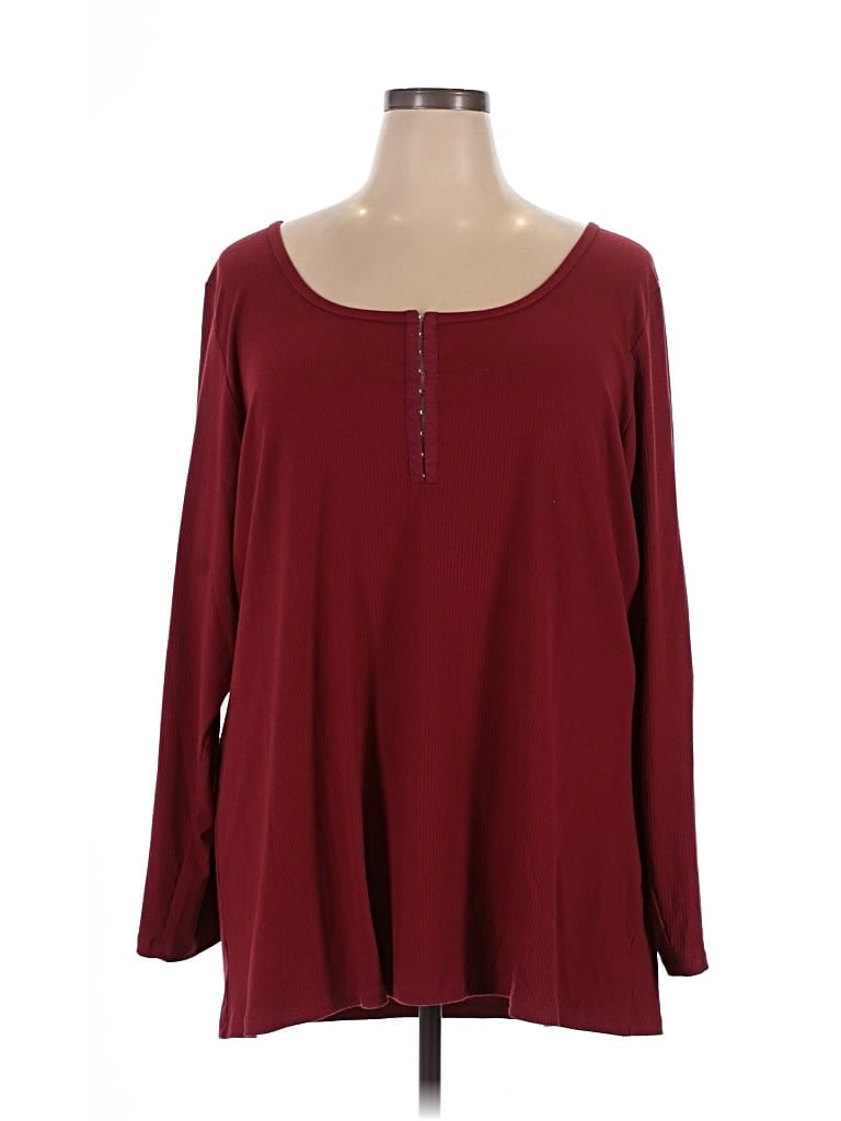 Pre-owned Torrid Long Sleeve Henley Shirt In Burgundy