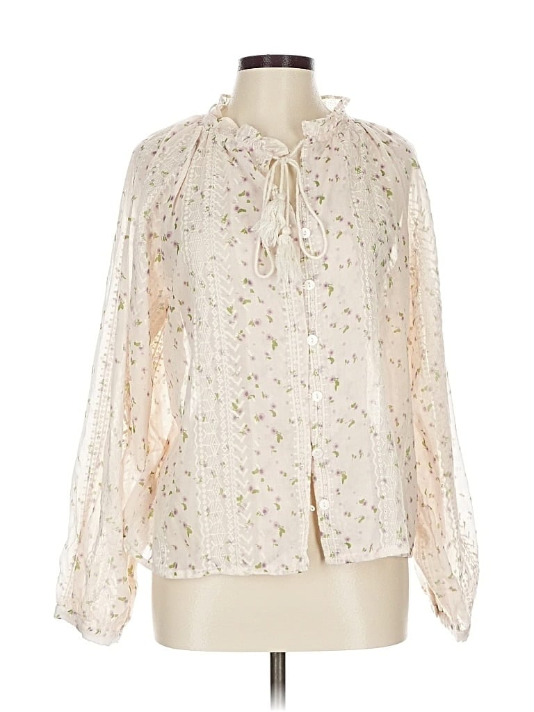 Pre-owned Unbranded Long Sleeve Blouse In White