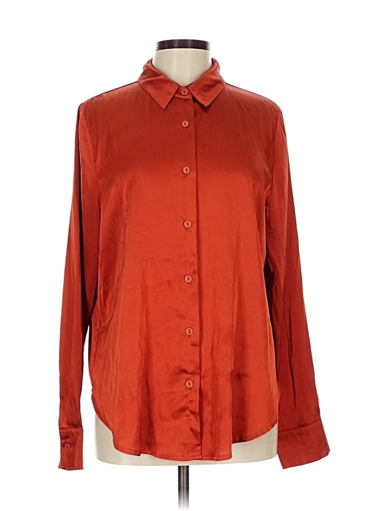 Pre-owned Doe & Rae Long Sleeve Blouse In Orange