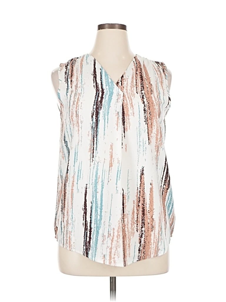 Pre-owned Emery Rose Sleeveless Blouse In White