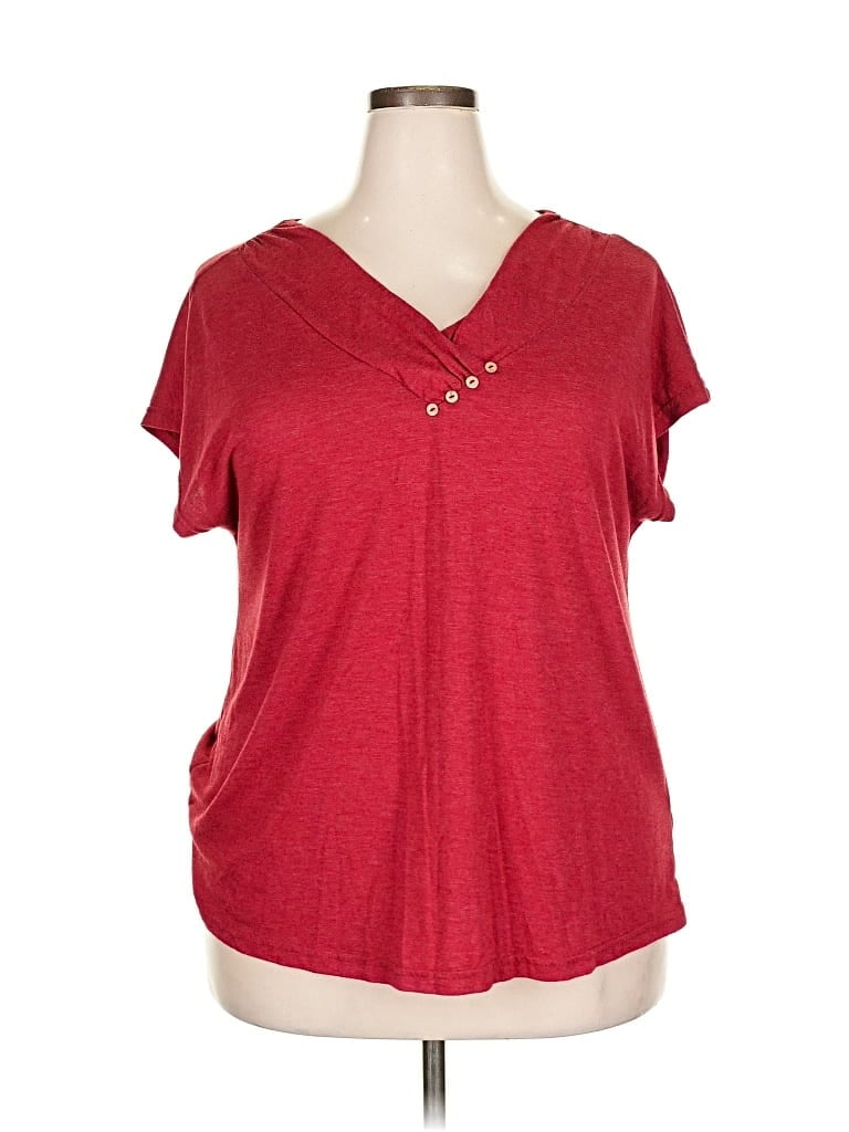 Pre-owned Emery Rose Short Sleeve Henley Shirt In Red
