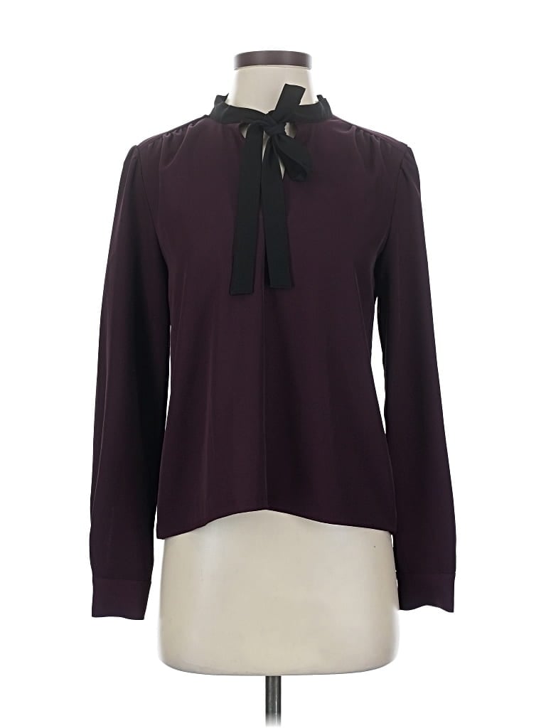 Pre-owned Calvin Klein Long Sleeve Blouse In Burgundy