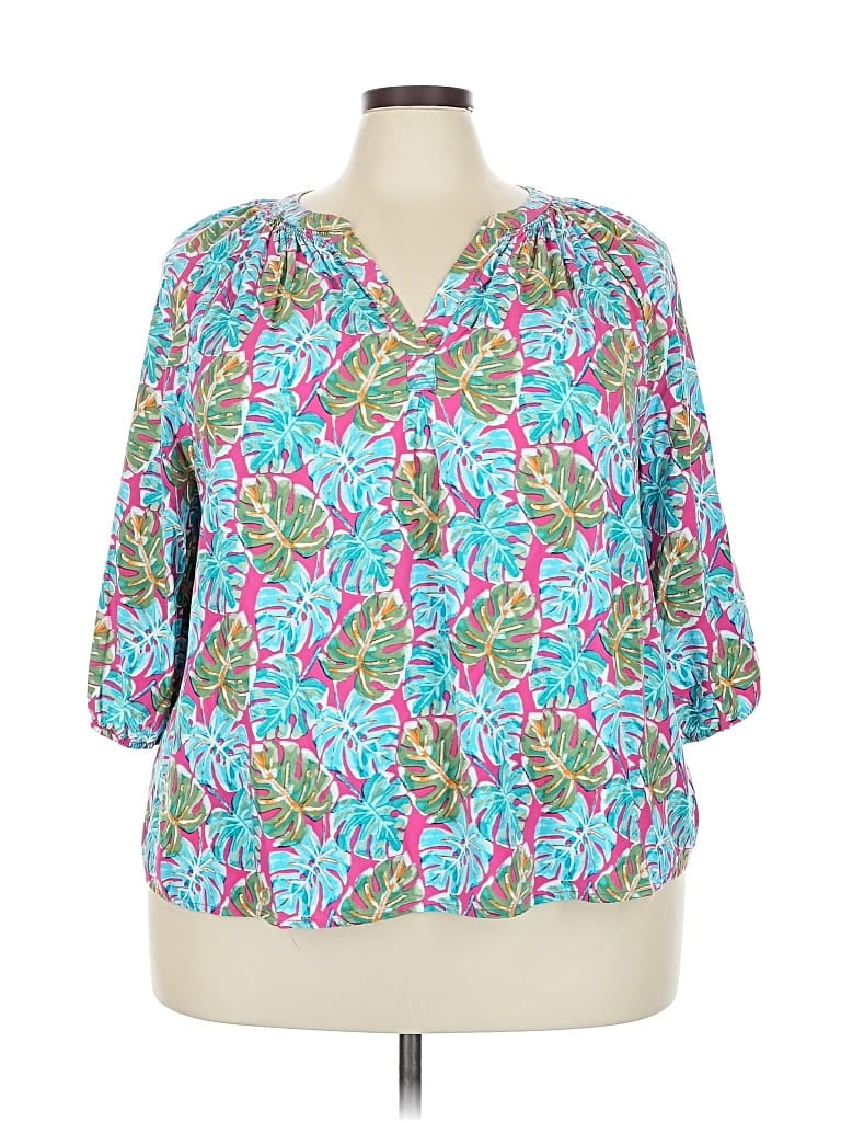 Pre-owned Crown & Ivy 3/4 Sleeve Blouse In Blue