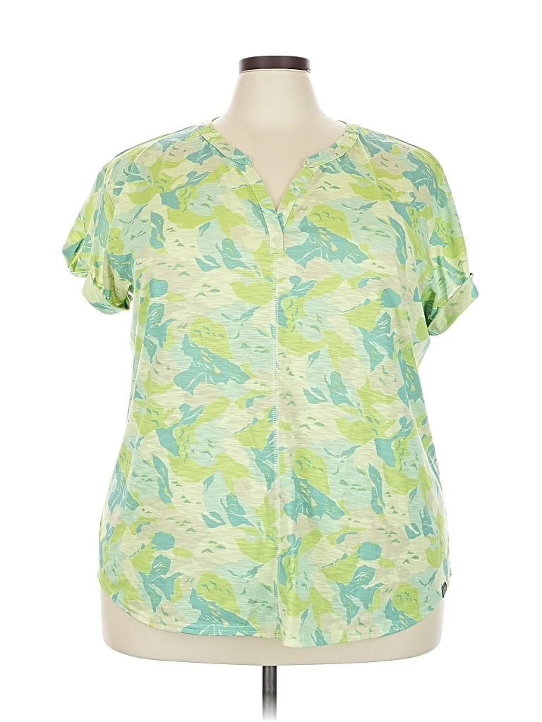 Pre-owned L.l.bean Short Sleeve Blouse In Green