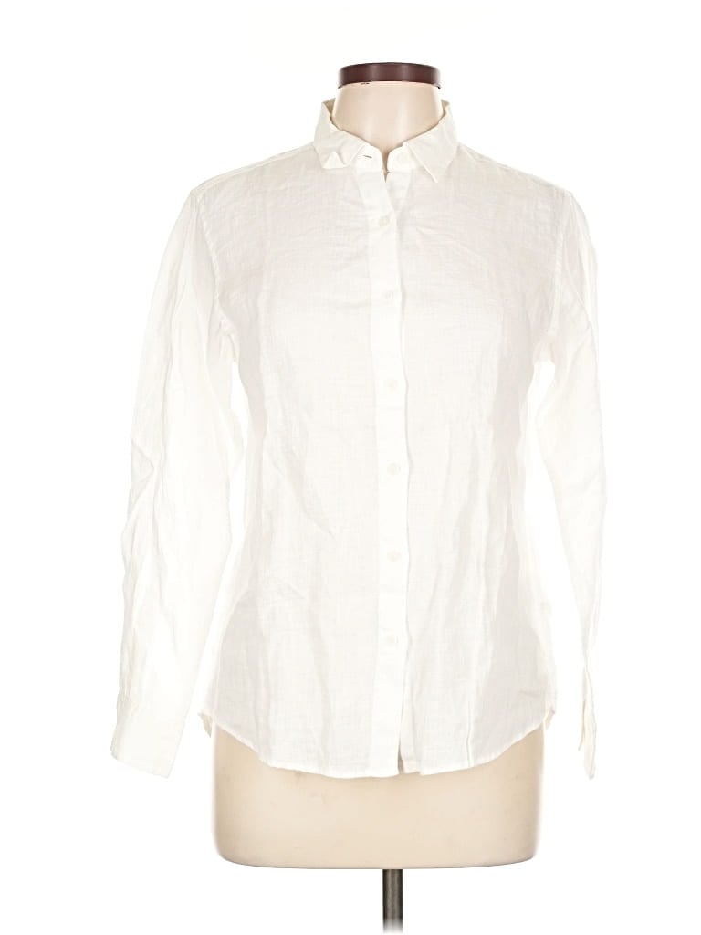 Pre-owned Uniqlo Long Sleeve Button Down Shirt In White