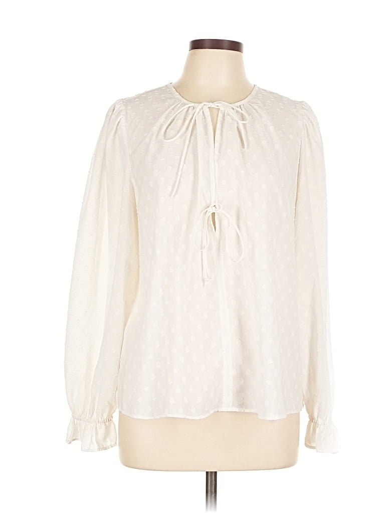 Pre-owned Ann Taylor Loft Long Sleeve Blouse In White