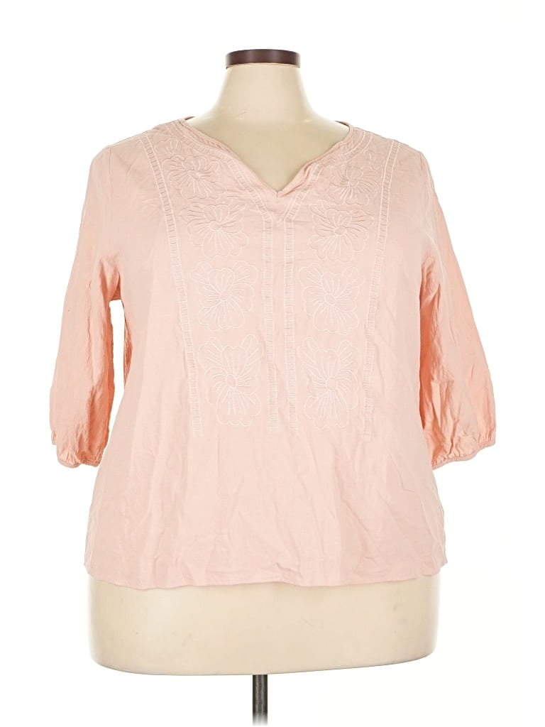 Pre-owned Shein Curve 3/4 Sleeve T-shirt In Pink